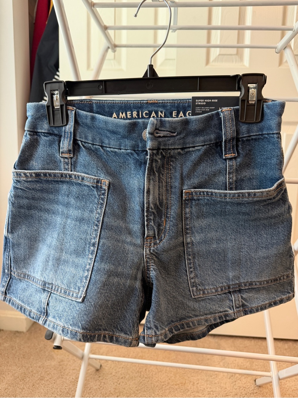American Eagle Outfitters Super High-Rise Jean Shorts. Curvy, relaxed fit.